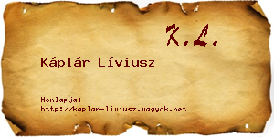 Káplár Líviusz névjegykártya